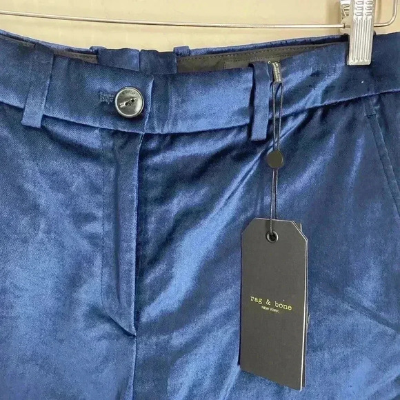 Rag & Bone Libby Velvet Cropped Pants Denim Blue Size 4 - Picture 2 of 15